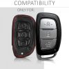 Капак за автомобилен ключ за Hyundai / Kia - 3 бутона - Keyless Go, екологична кожа, черен, 43665.01