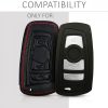 Капак за автомобилен ключ за BMW - 3 бутона - Keyless Go, екологична кожа, черен, 43955.01