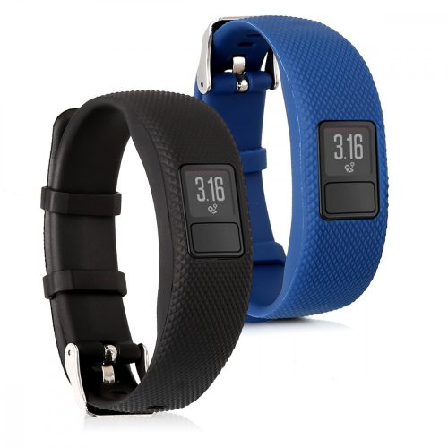 Комплект от 2 каишки за Garmin Vivofit 4, kwmobile, силикон, син / черен, 44228.01