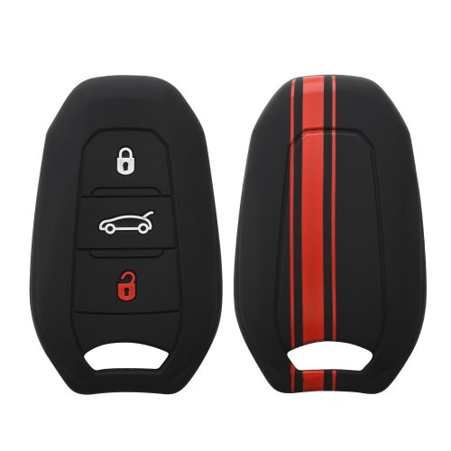 Капак за автомобилен ключ за Peugeot / Citroen - 3 бутона - Keyless Go, силикон, черен, 45654.01