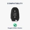 Капак за автомобилен ключ за Peugeot / Citroen - 3 бутона - Keyless Go, силикон, черен, 45654.01