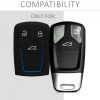 Капак за автомобилен ключ за Audi - 3 бутона - Keyless Go, силикон, черен, 43623.17