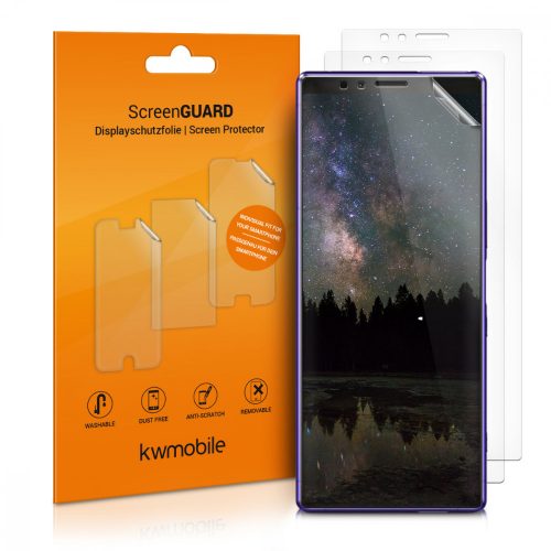 Комплект от 3 защитни фолиа за Sony Xperia 1, Kwmobile, Front, Transparent, 49402.1