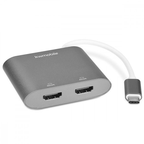 Адаптер USB-C към двоен HDMI 4k 30Hz, Kwmobile, Сребрист, Метален, 50604.01