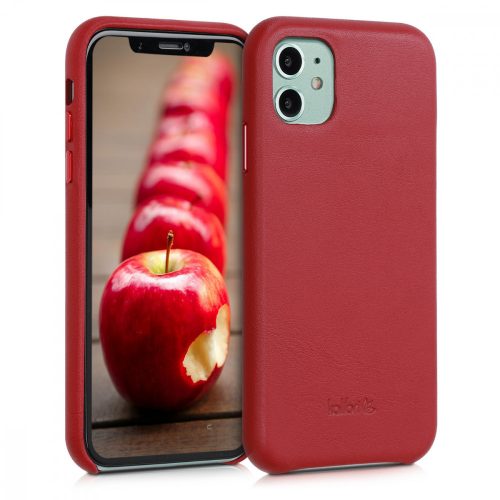 Калъф за Apple iPhone 11, Естествена кожа, Червен, 49737.09