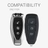 Калъф за автомобилен ключ за Ford - 3 бутона - Keyless Go, kwmobile, цинкова сплав, сребро, 53578.35