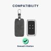 Капак за автомобилен ключ за Renault / Dacia - 4 бутона - Keyless Go, kwmobile, набук кожа, сив, 48564.19