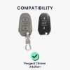 Капак за автомобилен ключ за Peugeot / Citroen - 3 бутона - Keyless Go, набук кожа, сив, 53762.01