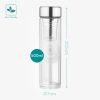 Двустенна бутилка за чай от боросиликатно стъкло Navaris, 500 ml, Infuser, Cover, 52420.2.02