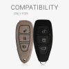 Капак за автомобилен ключ за Ford - 3 бутона - Keyless Go, kwmobile, Еко кожа, Кафяв, 54933.01