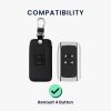 Калъф за автомобилен ключ за Renault / Dacia - 4 бутона - Keyless Go, kwmobile, Еко кожа, Черен, 44637.43