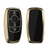 Калъф за автомобилен ключ за Mercedes Benz - Smart Key, kwmobile, силикон, черен / златен, 56003.01