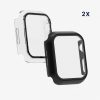 Комплект от 2 калъфа за Apple Watch 7 (41mm), kwmobile, защитно стъкло, черен / прозрачен, 56540.01