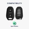 Капак за автомобилен ключ за Opel - 3 бутона - Keyless Go, kwmobile, силикон, черен, 56975.01