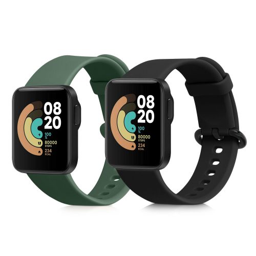 Комплект от 2 каишки за Xiaomi Mi Watch Lite/Redmi Watch, Kwmobile, Черен/Зелен, Силикон, 54778.03