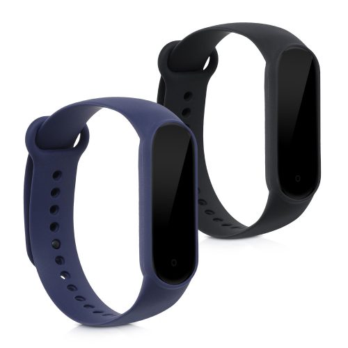 Комплект от 2 каишки за Xiaomi Mi Smart Band 6/Mi Band 6/Mi Band 5, Kwmobile, черен/син, силикон, 57428.02