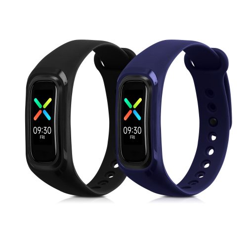 Комплект от 2 каишки за Oppo Band Sport, Kwmobile, черно/синьо, силикон, 57437.01