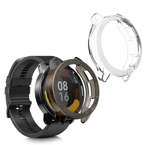 Комплект от 2 калъфа за Xiaomi Watch S1 Active, Kwmobile, черен/прозрачен, силикон, 58070.01