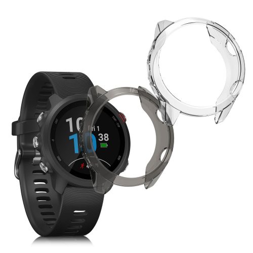 Комплект от 2 калъфа за Garmin Forerunner 245/Forerunner 245 Music, Kwmobile, черен/прозрачен, силикон, 58177.02