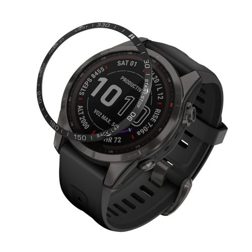 Рамка за циферблат за Garmin Fenix 7S, Kwmobile, черен/сребрист, алуминий, 58352.01