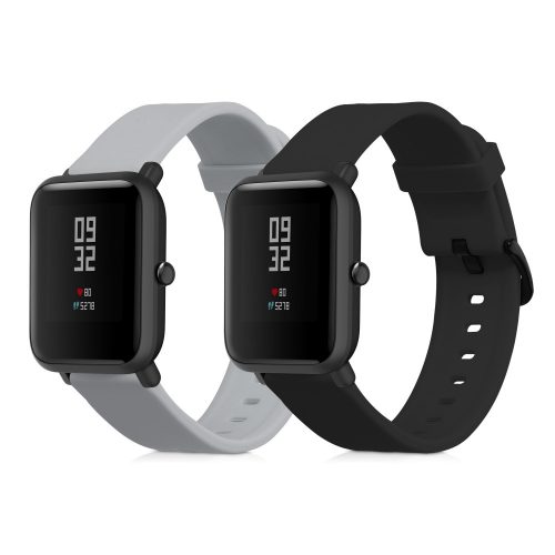 Комплект от 2 каишки за Huami Amazfit Bip S/Amazfit Bip S Lite, Kwmobile, черен/сив, силикон, 53859.08