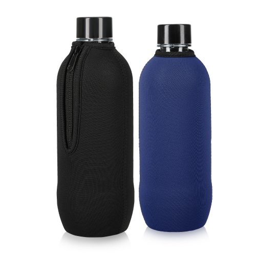 Комплект от 2 калъфа Cooler Jacket за бутилки SodaStream, Kwmobile, черно/синьо, неопрен, 58832.02