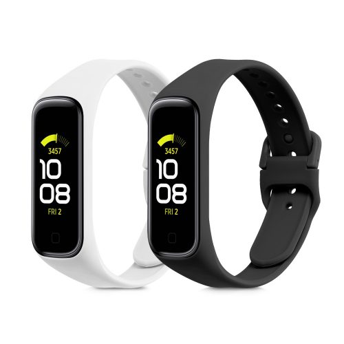 Комплект от 2 каишки за Samsung Galaxy Fit 2, Kwmobile, черно/бяло, силикон, 53962.07