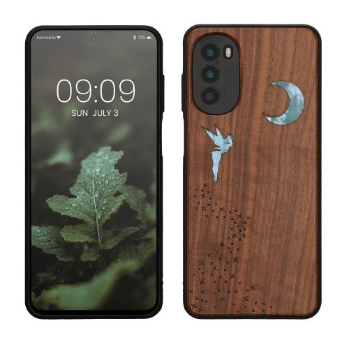 Калъф Kwmobile за Motorola Moto G52/Moto G82, многоцветен, дърво/силикон, 58541.03