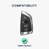 Капак за автомобилен ключ Kwmobile за BMW 3 бутона, Smart Key, сив/черен, пластмаса, 56724.03