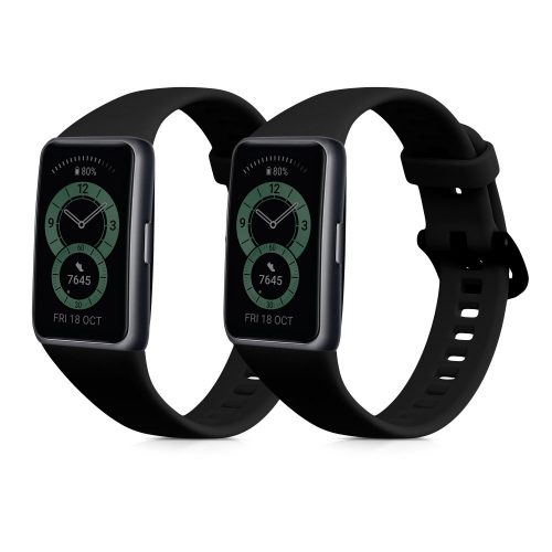 Комплект 2 каишки Kwmobile за Huawei Band 6, черни, силикон, KWM000016VS011C