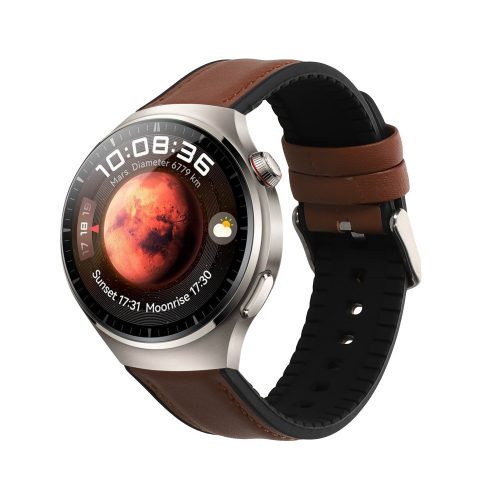 Каишка Kwmobile за Huawei Watch 4/Watch 4 Pro, кафяв/черен, естествена кожа, KWM000024TA001C