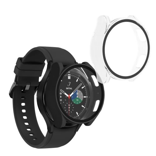 Комплект 2 калъфа Kwmobile със защитно стъкло за Samsung Galaxy Watch 6, черен/прозрачен, пластмаса, KWM000024TC001C