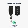 Калъф за ключ Kwmobile за Skoda/Seat 3 бутона, черен, естествена кожа, KWM000024XG001C