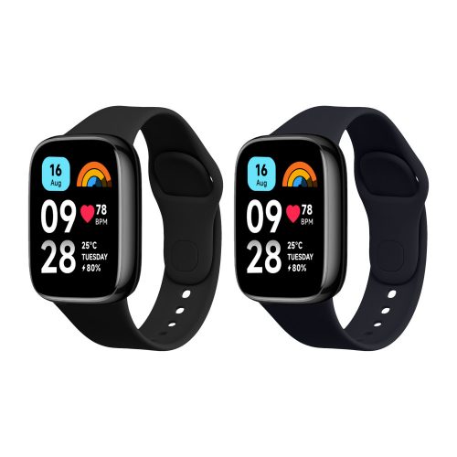 Комплект 2 каишки Kwmobile за Xiaomi Redmi Watch 3 Active, черен/тъмно син, силикон, KWM000024XY001C