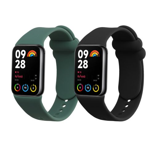 Комплект от 2 каишки Kwmobile за Xiaomi Mi Band 8 Pro, черен/тъмно зелен, силикон, KWM0000250D002C