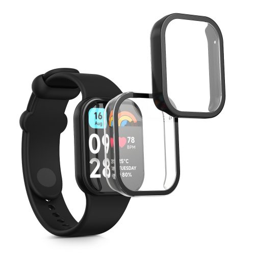 Комплект от 2 пълни капака Kwmobile за Xiaomi Mi Band 8 Pro, прозрачни/черни, пластмасови, KWM0000250O001C