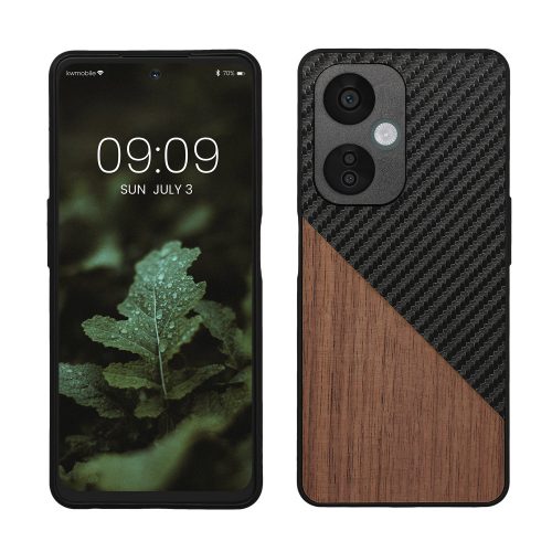 Калъф Kwmobile за OnePlus Nord CE 3 Lite/Nord N30, кафяв/черен, дърво, KWM000022NR001C