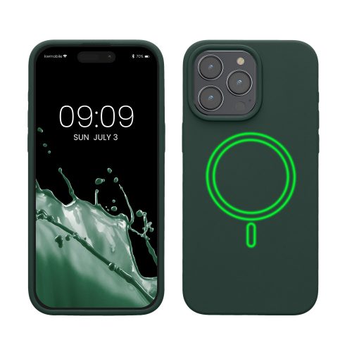 Калъф Kwmobile за Apple iPhone 15 Pro Max, тъмно зелен, силикон, KWM000022OG002C