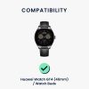 Каишка Kwmobile за Huawei Watch GT 4 (46 мм)/Watch Buds, кафяво/черно, естествена кожа, KWM0000253S001C