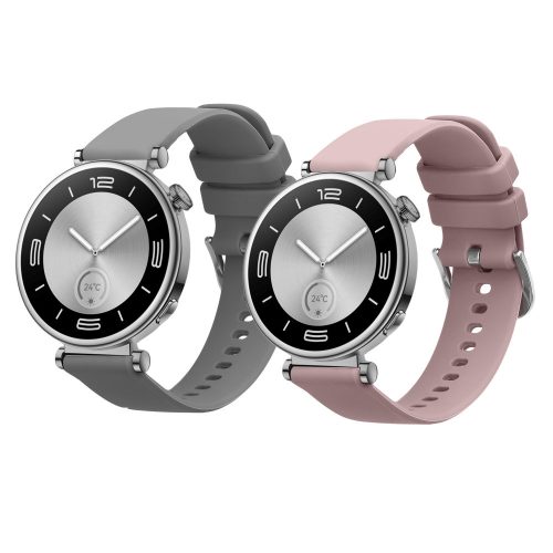 Комплект от 2 каишки Kwmobile за Huawei Watch GT 4 (41 мм), сиво/розово, силикон, KWM0000254B002C