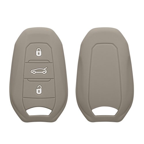 Капак за автомобилен ключ Kwmobile за Peugeot/Citroen 3 бутона - Smart Key, сив, силикон, KWM000008PD004C