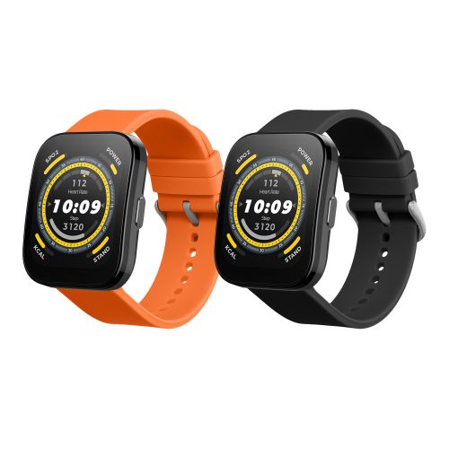 Комплект от 2 каишки Kwmobile за Amazfit Bip 5/GTR 4, черен/оранжев, силикон, KWM000024YT005C