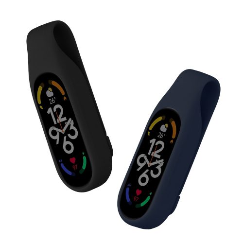 Комплект от 2 калъфа за Xiaomi Mi Band 7/Mi Band 6/Mi Band 5, Kwmobile, черен/син, силикон, 59313.02