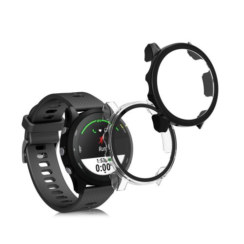 Комплект от 2 калъфа за Garmin Forerunner 255/Forerunner 255 Music, Kwmobile, черен/прозрачен, пластмаса, 59311.01