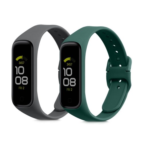 Комплект от 2 каишки за Samsung Galaxy Fit 2, Kwmobile, зелен/сив, силикон, 53962.09