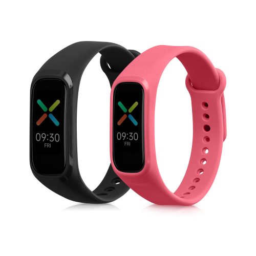 Комплект от 2 каишки за Oppo Band Sport, Kwmobile, черен/розов, силикон, 57437.07