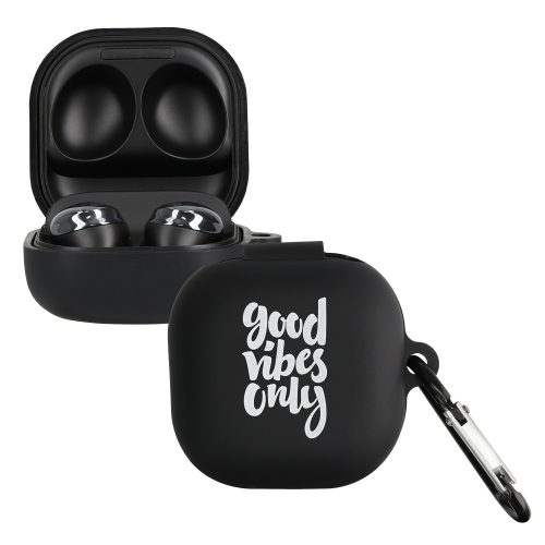 Калъф kwmobile за Samsung Galaxy Buds 2 Pro/Galaxy Buds 2/Galaxy Buds Live, силиконов, черен/бял, 58155.02