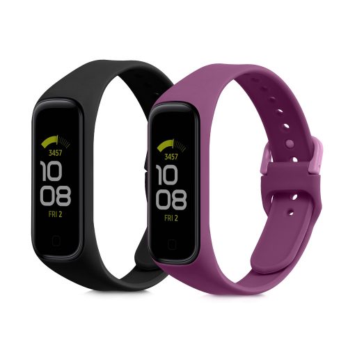 Комплект 2 каишки kwmobile за Samsung Galaxy Fit 2, силикон, черен/лилав, 53962.16