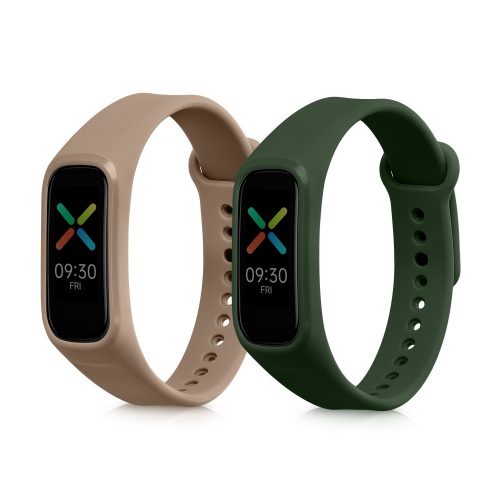 Комплект от 2 kwmobile каишки за OPPO Band Sport, силикон, зелено/кафяво, 57437.10