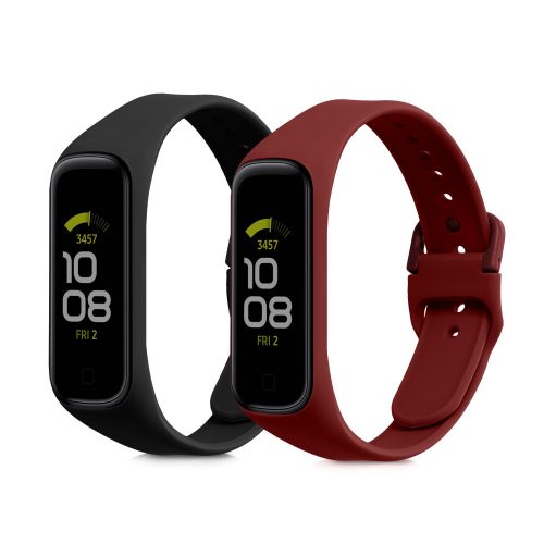 Комплект 2 каишки kwmobile за Samsung Galaxy Fit 2, силикон, черно/червено, 53962.17